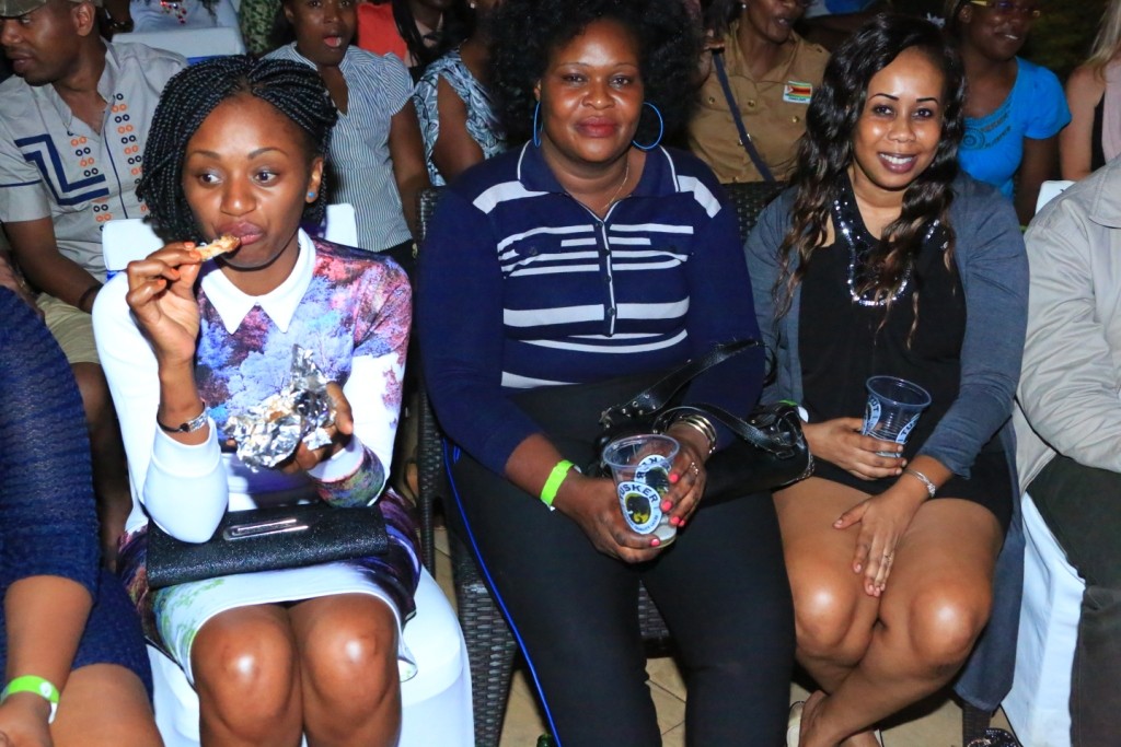 Mercy Jane (R) enjoying the show with friends. PHOTO: Collins Oduor 
