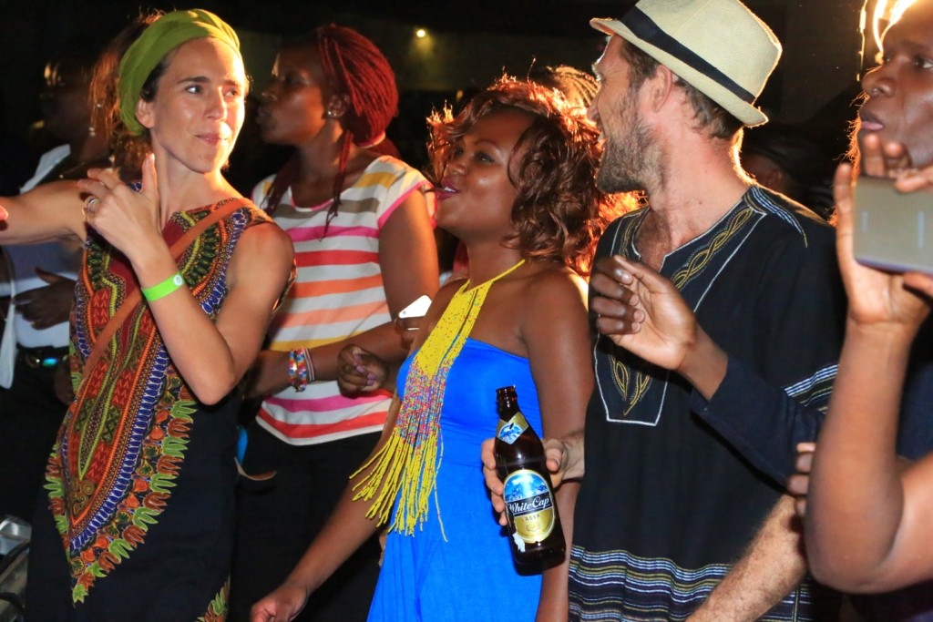 Thelma Spits was one of the night's acts and here she was enjoying the show with friends. PHOTO: Collins Oduor 